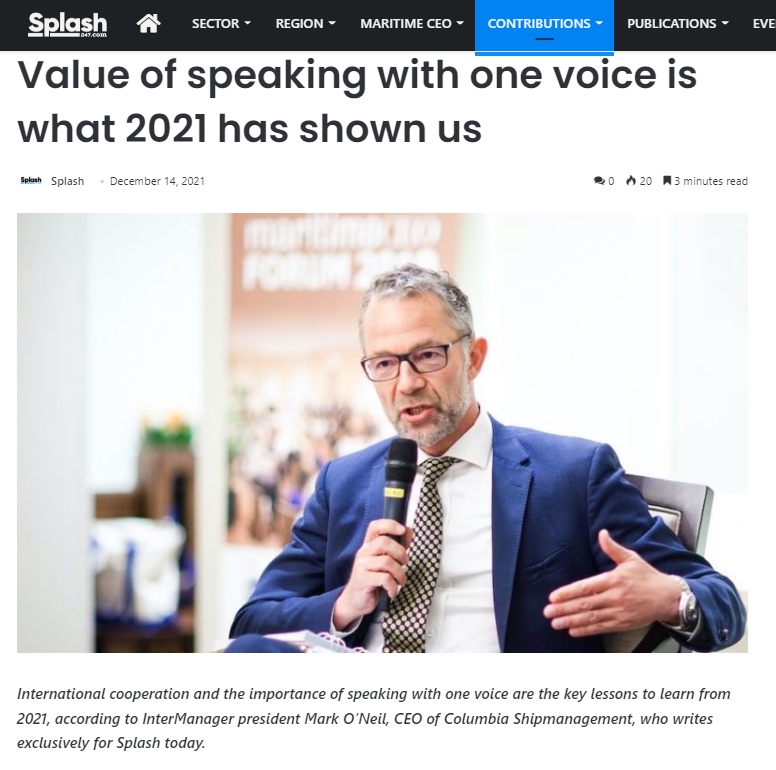 Value of speaking with one voice is what 2021 has shown us